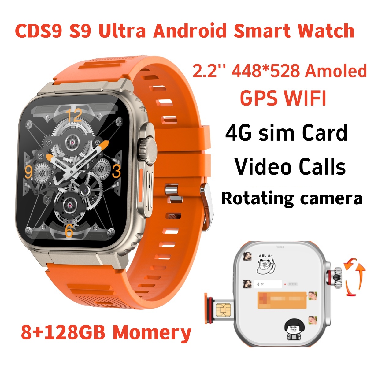 Fall Detection Watch - Montre connectée originale S10, réseau 4G/5G,