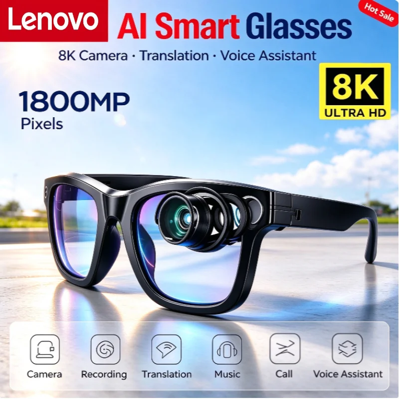 Smart Glasses Lens - Lunettes intelligentes AI Lenovo 8K 4KHD,