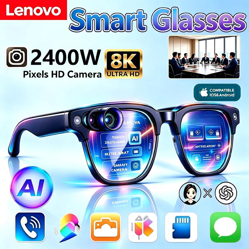 Smart Glasses Lens - Lunettes intelligentes AI Lenovo, assistant vocal,